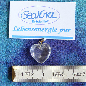 GeaNova-Kristall®-Kettenanhänger Herz klar AA+ mit silberner Öse