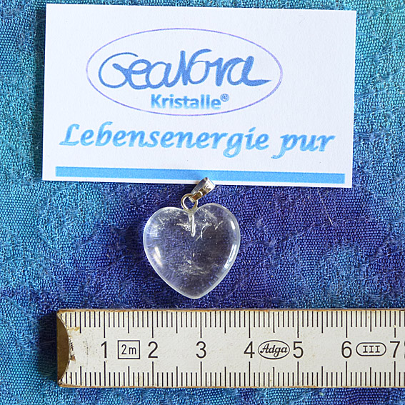 GeaNova-Kristall®-Kettenanhänger Herz klar AA+ mit silberner Öse