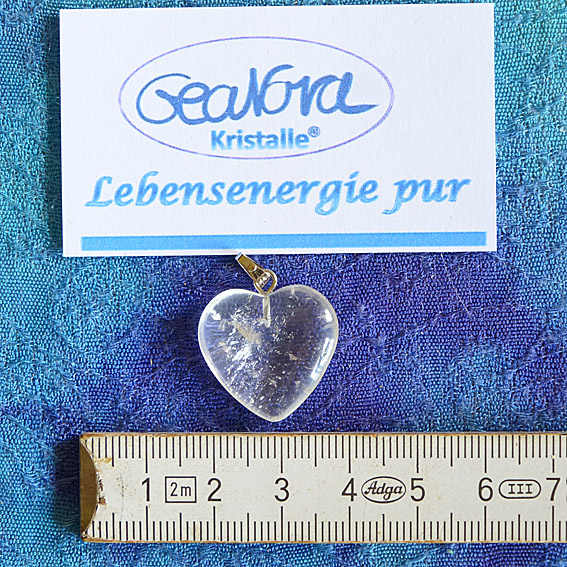 GeaNova-Kristall®-Kettenanhänger Herz klar AA+ mit silberner Öse