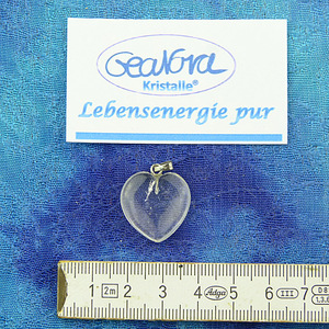 GeaNova-Kristall-Kettenanhänger Herz klar AA+ mit silberner Öse