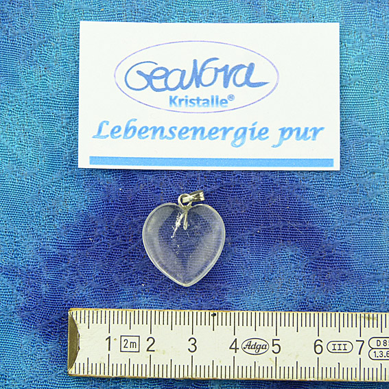 GeaNova-Kristall-Kettenanhänger Herz klar AA+ mit silberner Öse