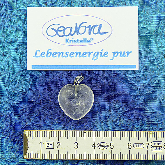GeaNova-Kristall®-Kettenanhänger Herz klar AA+ mit silberner Öse