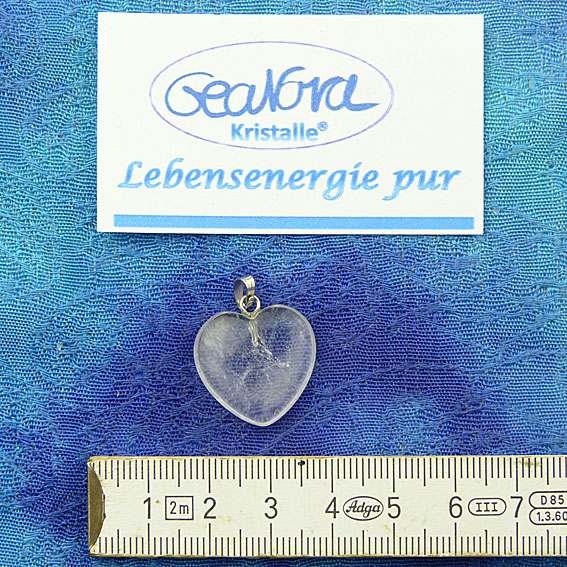 GeaNova-Kristall®-Kettenanhänger Herz klar AA+ mit silberner Öse