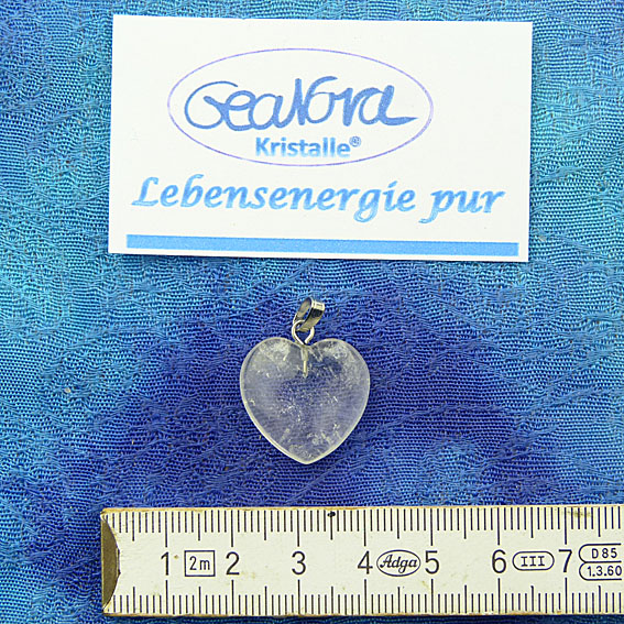 GeaNova-Kristall®-Kettenanhänger Herz klar AA+ mit silberner Öse
