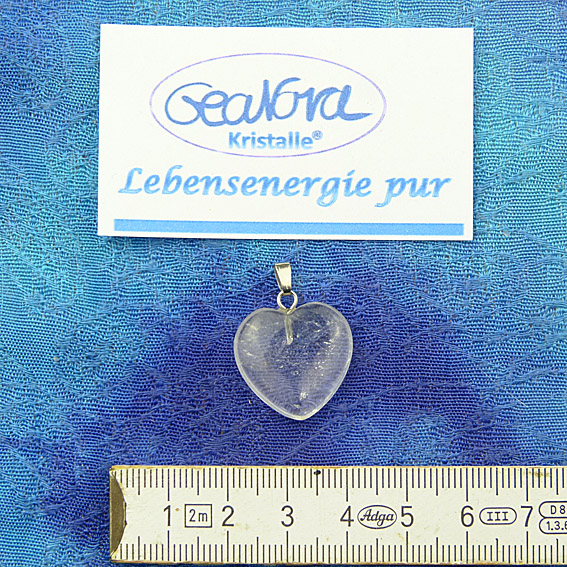 GeaNova-Kristall®-Kettenanhänger Herz klar AA+ mit silberner Öse