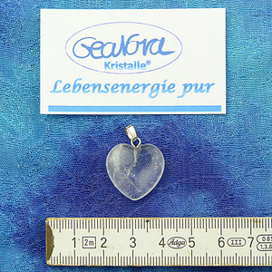 GeaNova-Kristall®-Kettenanhänger Herz klar AA+ mit silberner Öse