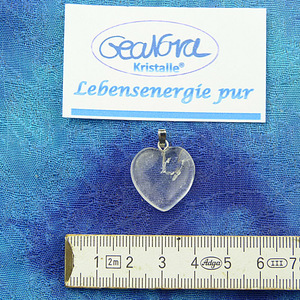 GeaNova-Kristall®-Kettenanhänger Herz klar AA+ mit silberner Öse