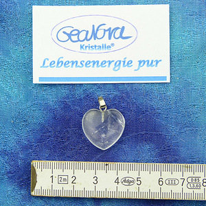GeaNova-Kristall®-Kettenanhänger Herz klar AA+ mit silberner Öse