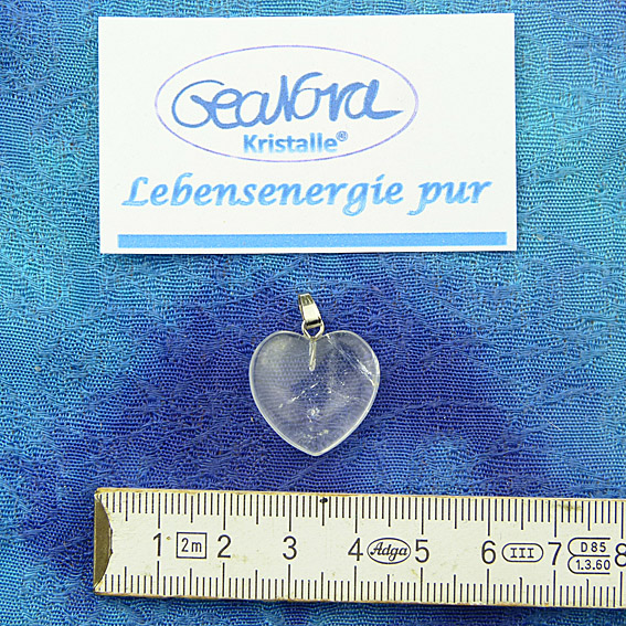 GeaNova-Kristall®-Kettenanhänger Herz klar AA+ mit silberner Öse